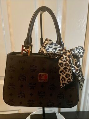 EUC MCM Black Logo Satchel